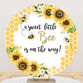 Aperturee - Little Bee Honeycomb Floral Round Baby Shower Backdrop
